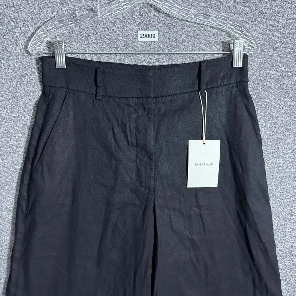 NWT Everlane Women's Size 6 Black Stretch Flax Linen Wide Leg High Rise Trouser